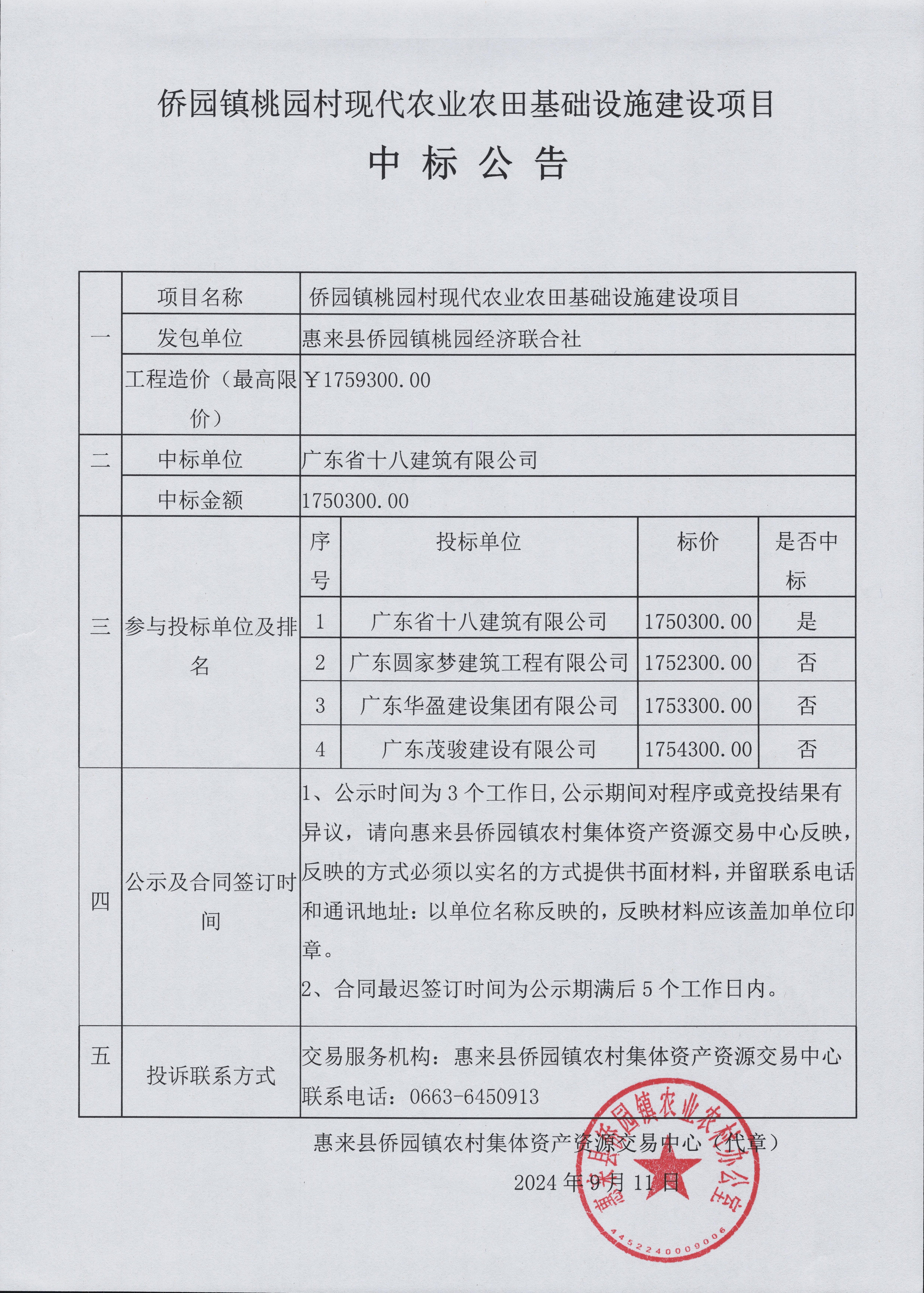 侨园镇桃园村现代农业农田基础设施建设项目中标公告.jpg