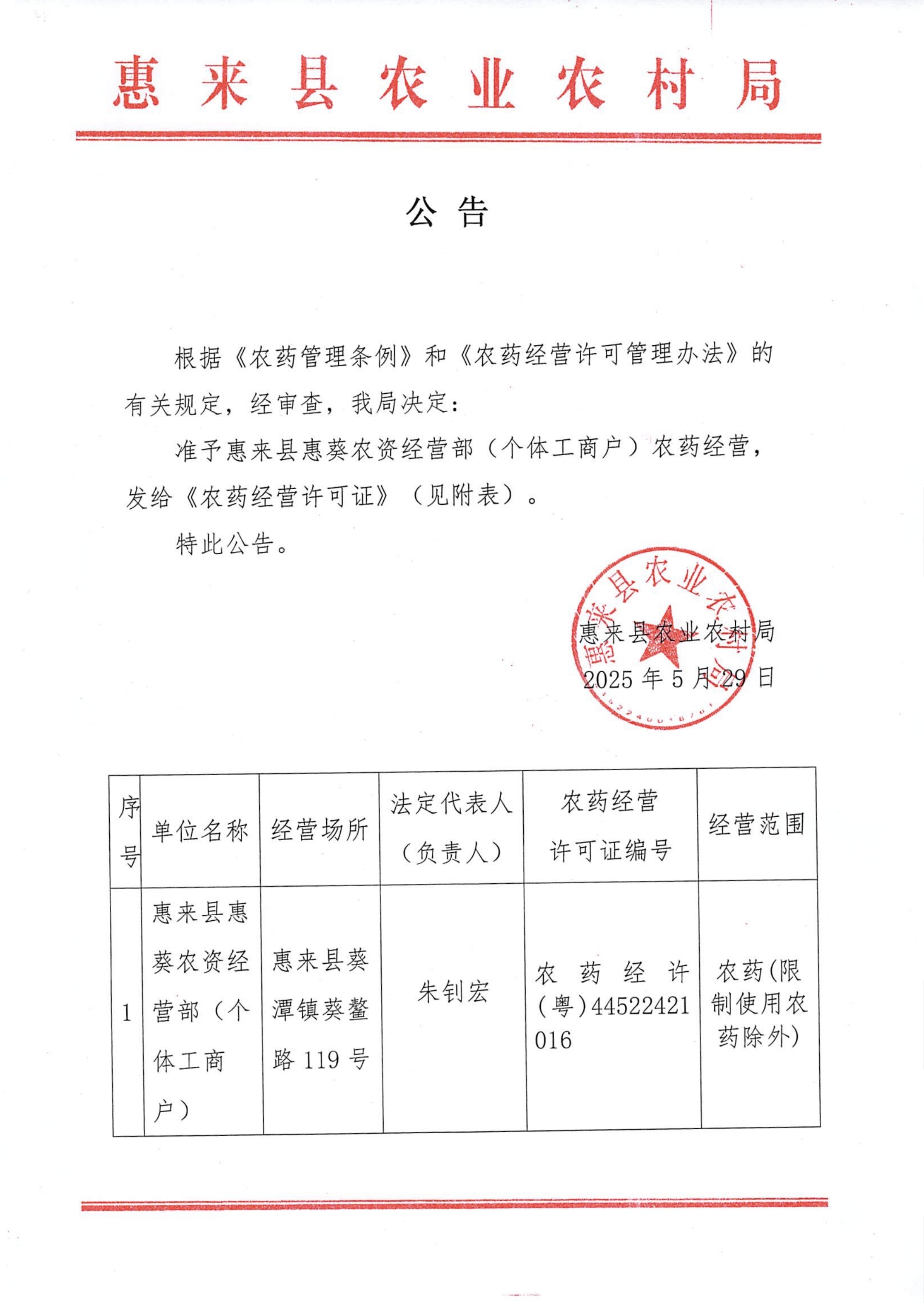 惠葵农资经营部农药经营许可公告.jpg