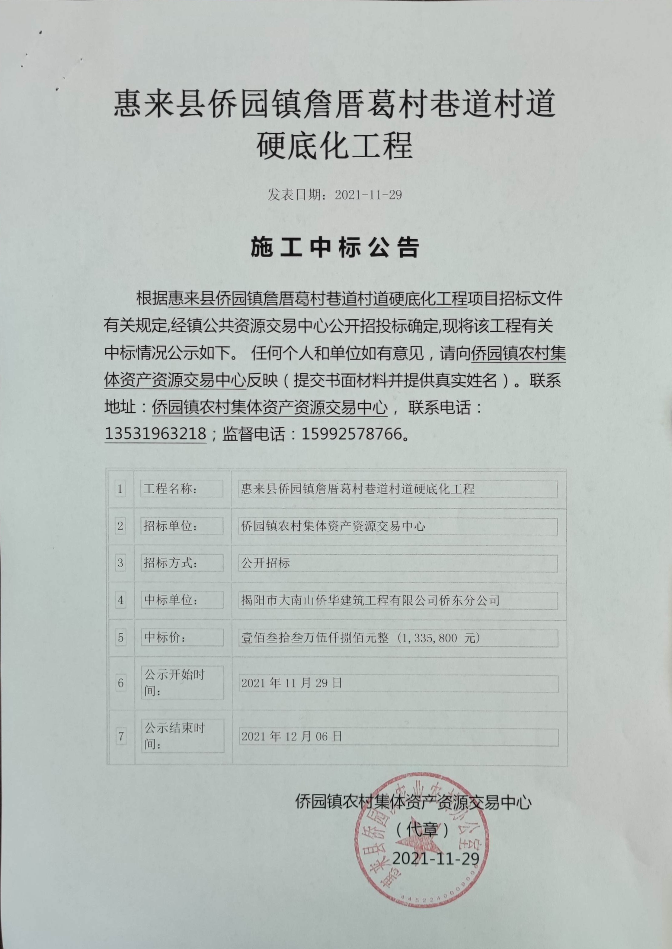 惠来县侨园镇詹厝葛村巷道村道硬底化工程施工中标公告.jpg